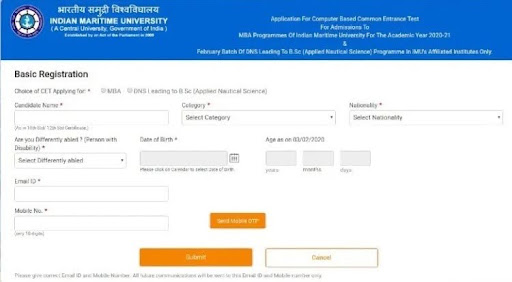 IMU CET Application Form